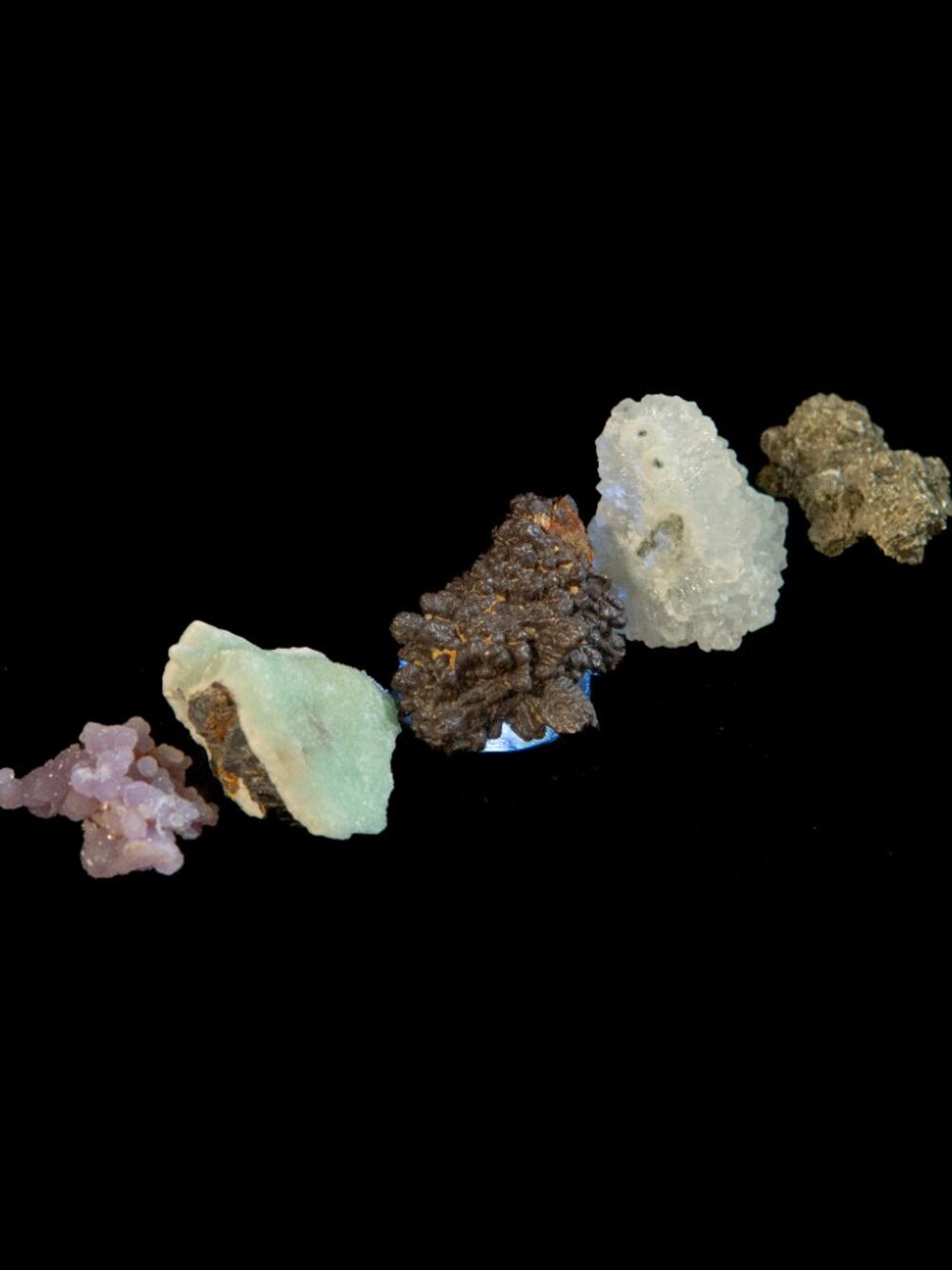 6pc Raw Crystal Lot Grape Agate Amethyst Geode Prophecy Stone Pyrite